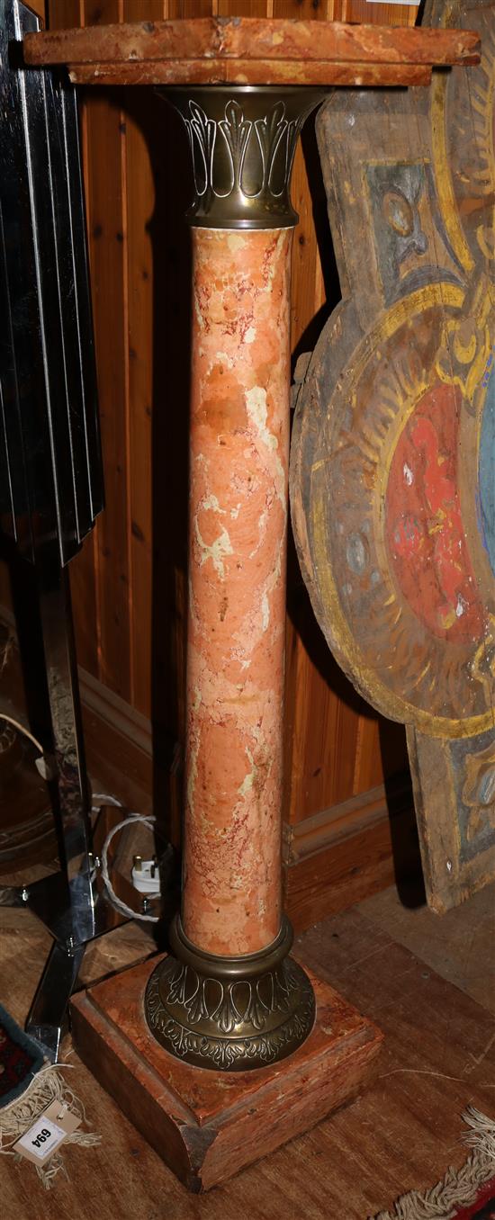 Rouge coloured single marble pedestal column(-)